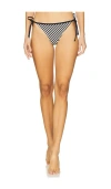 Solid & Striped Iris Bikini Bottom In Noir & Khaki Stripe