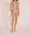 SOLID & STRIPED IRIS RIBBED BIKINI BOTTOM IN MARINA BLUE STRIPE