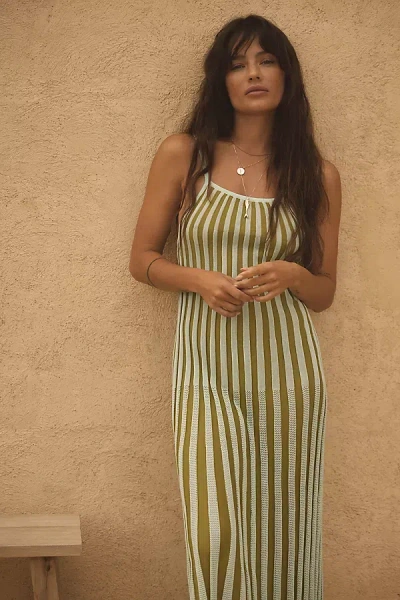 solid and striped green dress Green Striped Midi Dress – Cora & Viola main image 0
