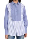 Solid & Striped The Laly Blouse Mixed Stripe White In Multi