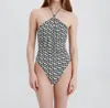 Solid & Striped The Mina Geraffter Neckholder-badeanzug Mit Print In Black