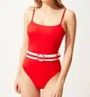 Solid & Striped Nina Belt One Piece Swimsuit In Ruby In Pink