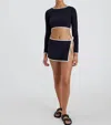 Solid & Striped Nola Ribbed Swim Skirt In Blackout In Multi
