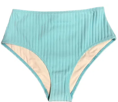 Solid & Striped Ribbed High Waisted Bikini Bottom In Fresh Air In Multi