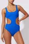 SOLID & STRIPED SARAH ONE PIECE IN CRINKLE RIB/AZURE