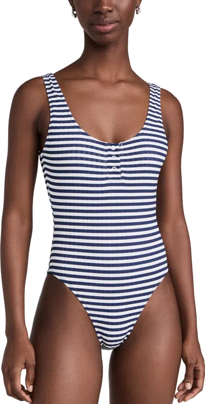 Solid & Striped Snap One Piece French Navy Stripe