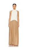 Solid & Striped Soglio Halter Maxi Dress In Ecru & Camel