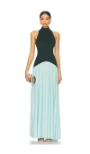 Solid & Striped Soglio Halter Dress In Evergreen & Skye