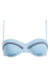 Solid & Striped Juliette Bikini Top In French Blue X Brule Stripe