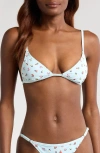 Solid & Striped Lulu Bikini Top In Embroidered Floral Sky