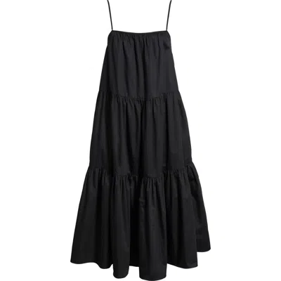 Solid & Striped The Addison Tiered Cotton Sundress In Noir