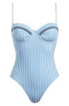 Solid & Striped The Alma One Piece French Blue X Brule Stripe In French Blue X Brule Stripe