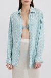 Solid & Striped The Delmore Button Down Shirt Top In Horse Print In Horse Print
