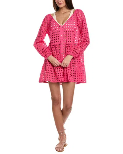 Solid & Striped Evan Eyelet Mini Dress In Pink