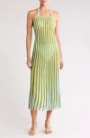Solid & Striped The Kaylee Rib Cover-up Dress In Sky/chartreuse Stripe