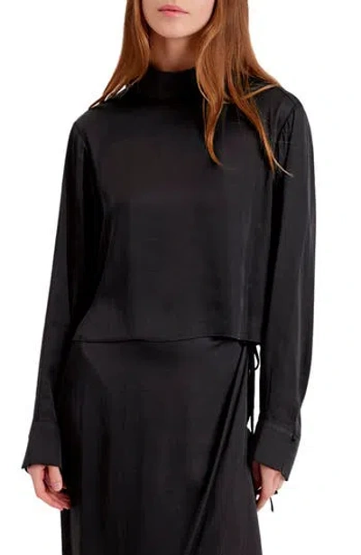 Solid & Striped The Leau Satin Top In Noir