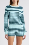 Solid & Striped The Manny Stripe Cotton Sweater In Evergreen/sky Stripe