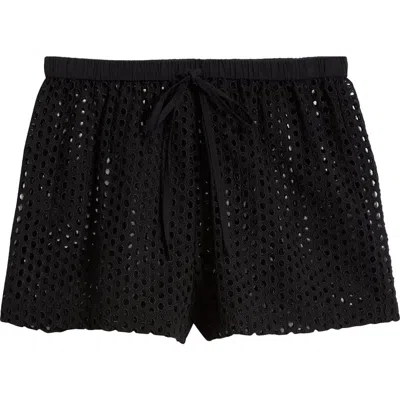 SOLID & STRIPED SOLID & STRIPED THE NANCY OPEN KNIT COTTON COVER-UP SHORTS