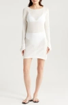 Solid & Striped The Nicki Rib Long Sleeve Linen Blend Cover-up Dress In Brule