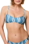 Solid & Striped The Rachel Stripe Bikini Top In Wavy Stripe French Blue