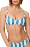 Solid & Striped The Rachel Bikini Top In Blue Sea Stripe In French Blue
