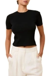Solid & Striped The Riada Crewneck Crop Knit Top In Noir