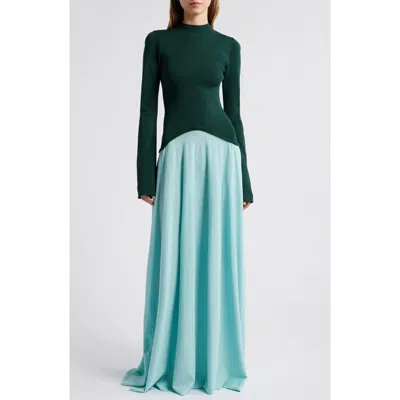 Solid & Striped The Soglio Maxi Dress In Evergreen/sky