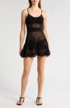 Solid & Striped The Ulla Open Stitch Cotton Blend Cover-up Dress In Noir