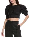 Solid & Striped Tie Back Blouse In Black