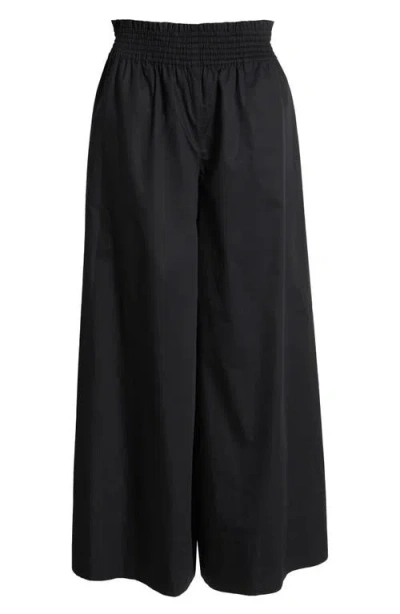 Solid & Striped Twyla Wide Leg Cotton Pants In Noir