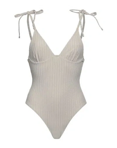 Solid & Striped Woman One-piece Swimsuit Light Grey Size S Polyamide, Polyester, Elastane
