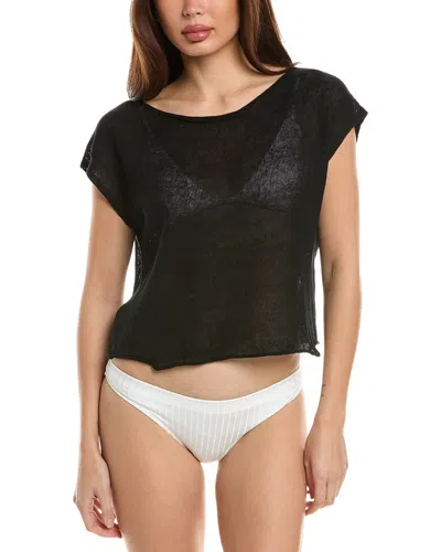 Solid & Striped X Sofia Richie Grainge The Faye Linen-blend Top In Black