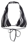 Solid & Striped Yasmeen Triangle Bikini Top In Wavy Stripe Noir
