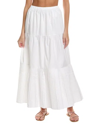 Solid & Striped The Addison Tiered Plissé Cotton-poplin Maxi Skirt In White