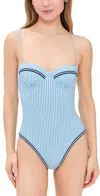 Solid & Striped The Alma One Piece French Blue X Brule Stripe In French Blue X Brule Stripe