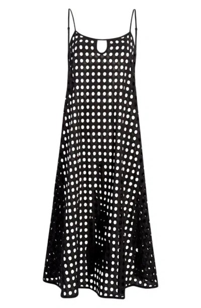 Solid & Striped Annika Eyelet Swim Cover Up Midi Dress In Black