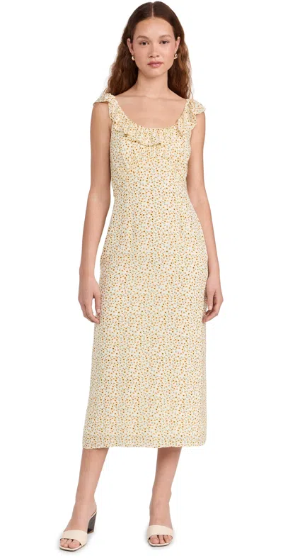 Solid & Striped The Aurella Dress Sunflower Print In Yellow