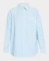 Solid & Striped The Avril Stripe Button-front Shirt In French Blue X Brule Stripe
