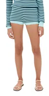 Solid & Striped The Celeste Shorts Evergreen/sky Stripe In Evergreen/sky Stripe