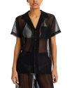 Solid & Striped The Dahlia Mesh Cover-up Shirt In Blackout