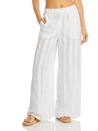 Solid & Striped The Delaney Womens Linen Wide Leg Cover-up In White
