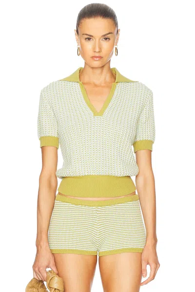 Solid & Striped The Dixie Polo Top In Sky Chartreuse