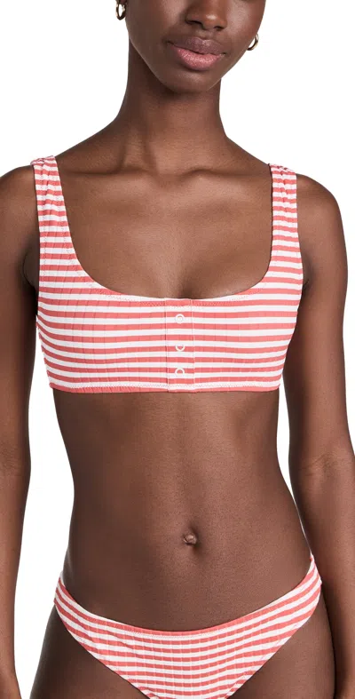 Solid & Striped The Elle Button Bikini Top Lava Stripe