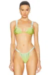 Solid & Striped The Ellery Bikini Top In Sky & Chartreuse