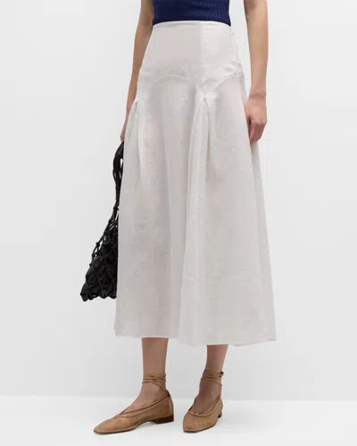 Solid & Striped The Gael Linen Midi Skirt In Optic White