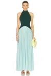 Solid & Striped Soglio Halter Dress In Evergreen & Sky