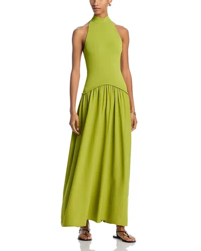 Solid & Striped The Halter Soglio Maxi Dress In Chartreuse