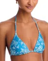 Solid & Striped The Iris Reversible Triangle Bikini Top In Classic Toile