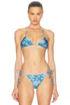 Solid & Striped The Iris Reversible Triangle Bikini Top In Classic Toile