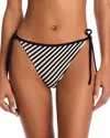 Solid & Striped The Iris String Bikini Bottom In Noir/khaki Stripe